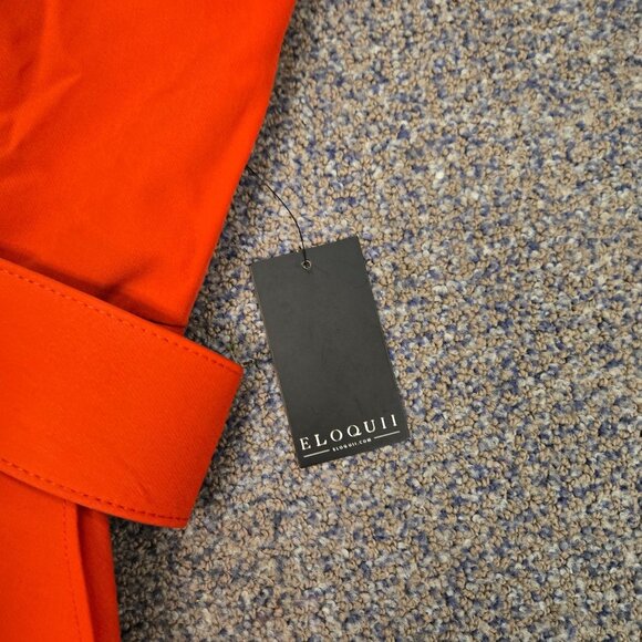 New with Flaw Eloquii Womens Red Asymmetrical Ruffle Belted Dress Size 16 - Picture 4 of 9